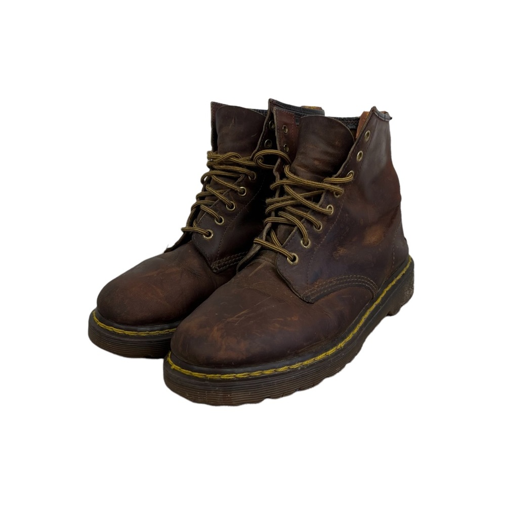 Vtg Dr Martnes Lace Up Combat Boot Leather Brown Made In England 7.5